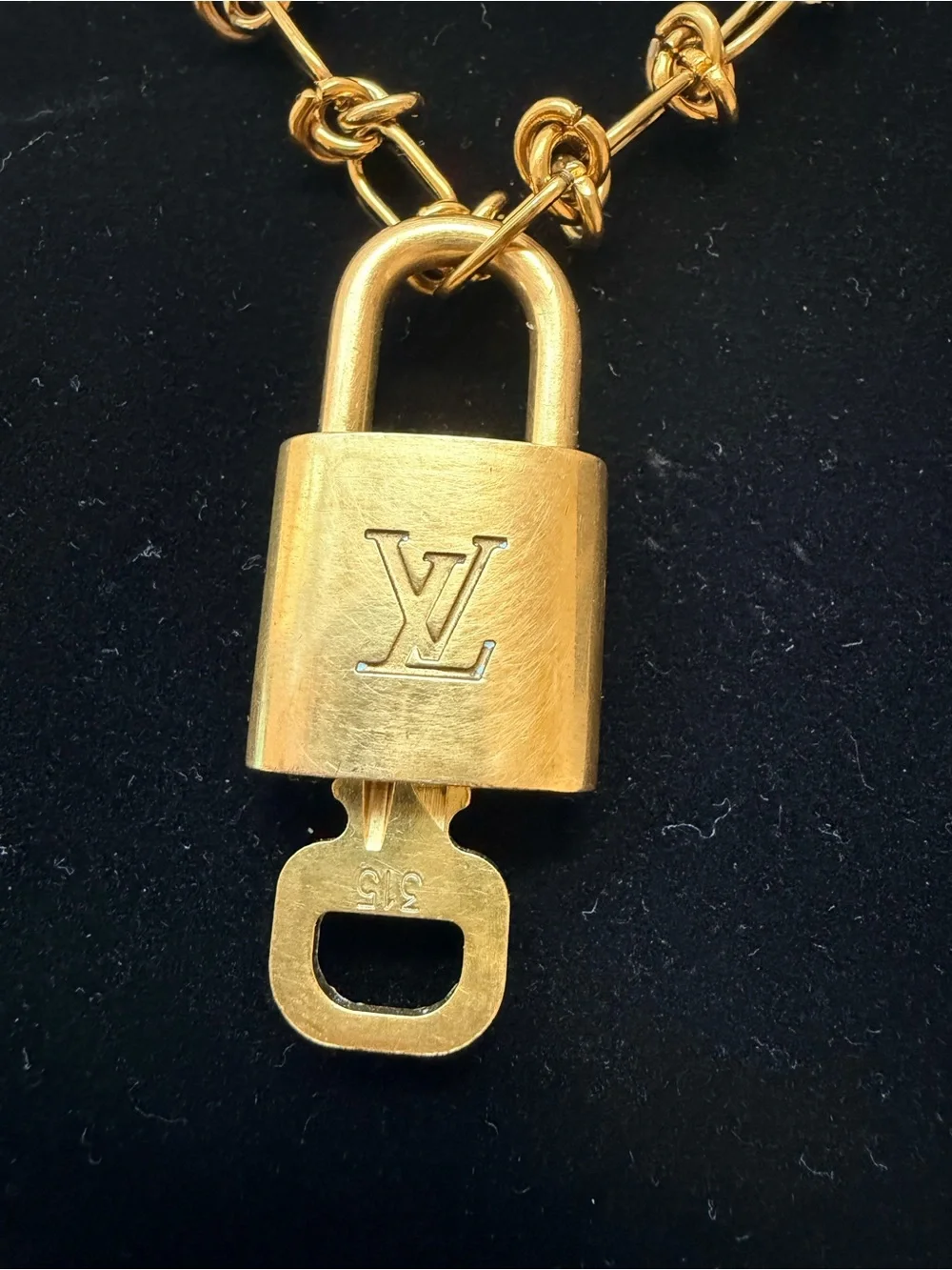 #315 Lock and Key Louis Vuitton Gold-Tone  Pendant Necklace